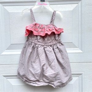 Old Navy 18/24 tan/gray and pink dress. Lined. Buttons on back.